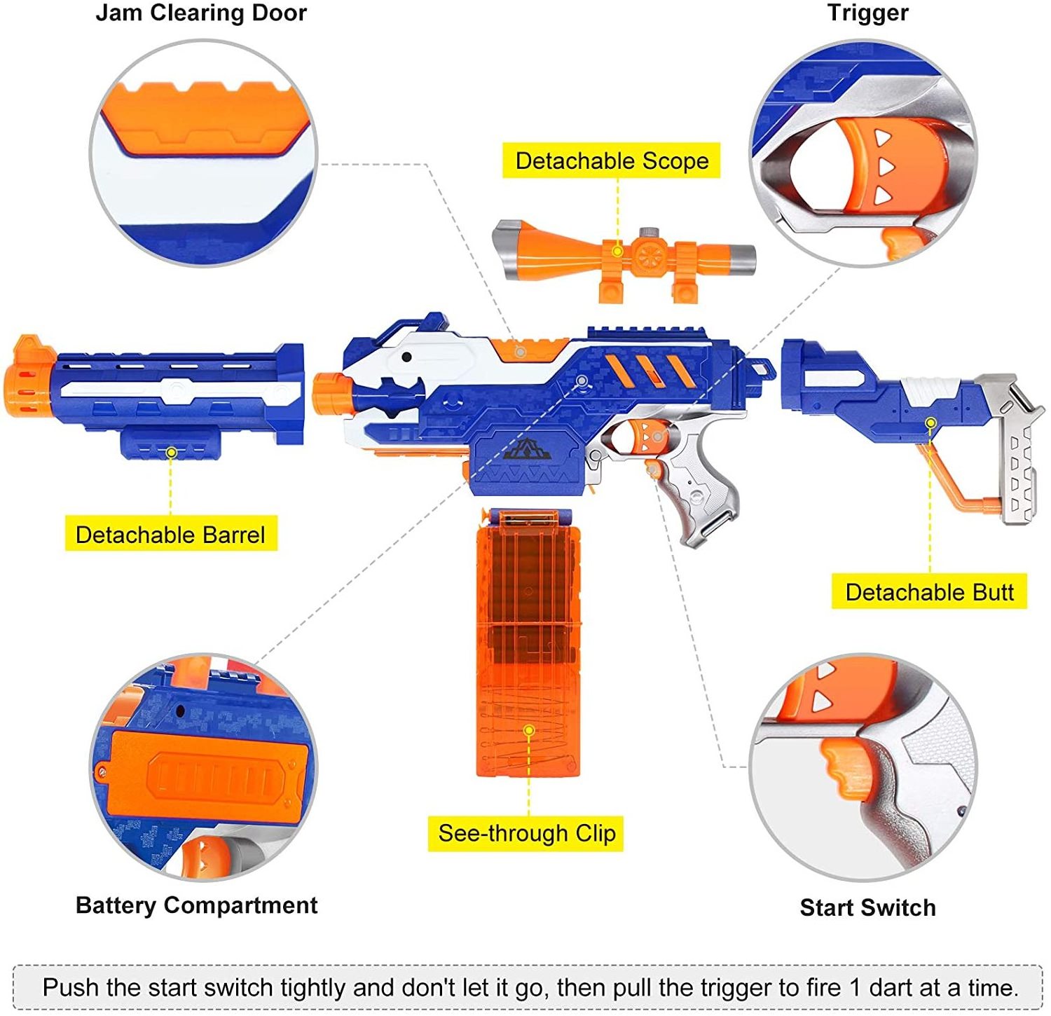 DIY Toy Guns for Boys with Sound and Foam Bullets, Sniper Rifle Gun Electric Dart Blaster Long Range Shoot guns