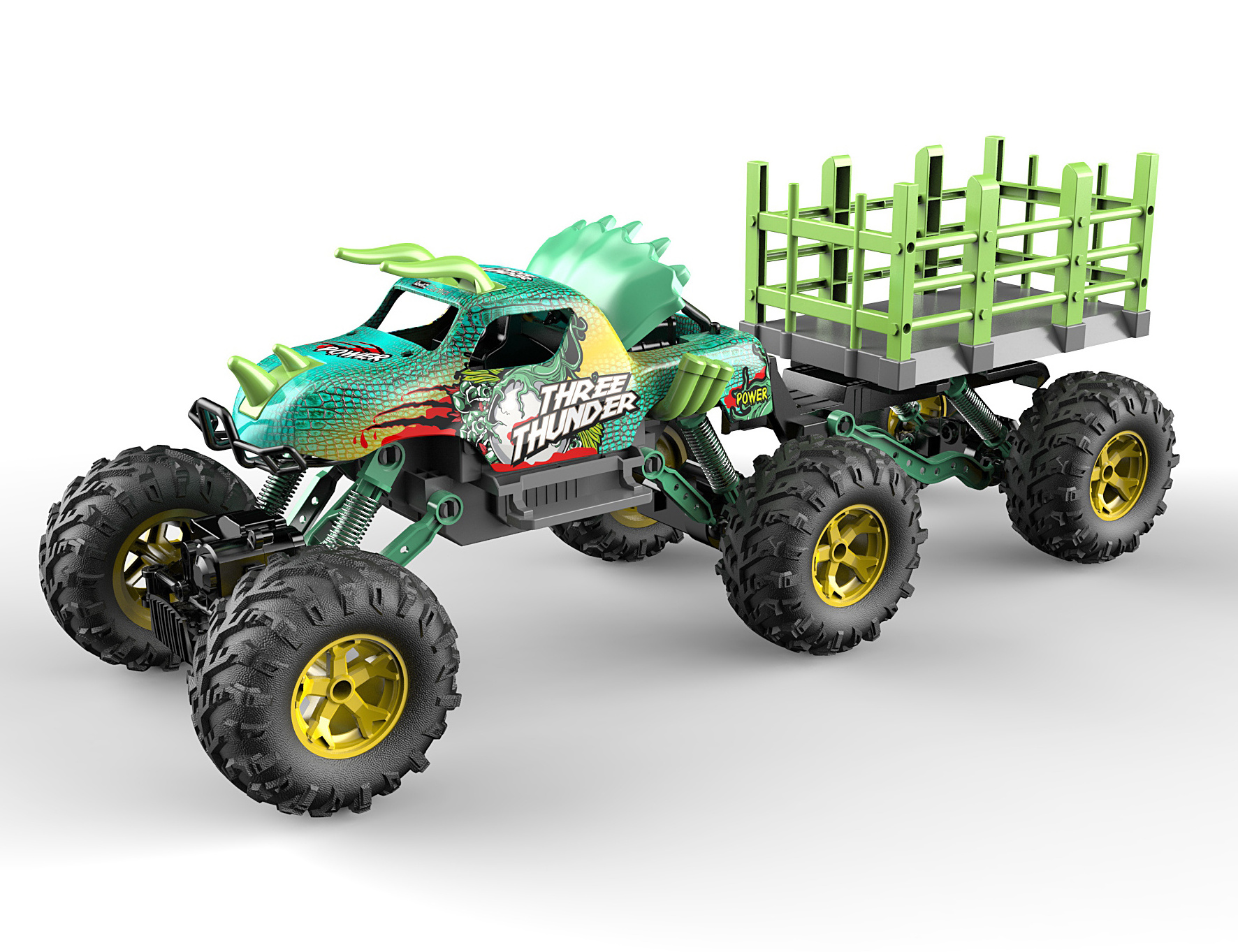 1:14 Jurassic RC Remote Control Trailer Car Monster Truck Tractor Track with Basket Crazon 333