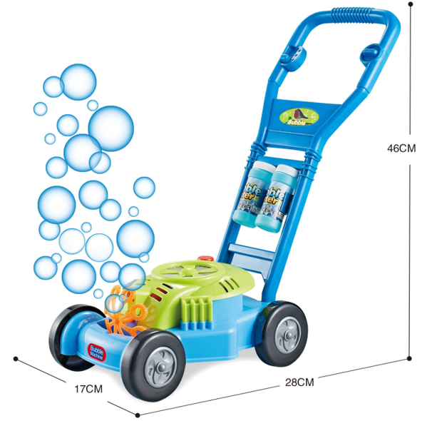 Sunny days entertainment bubble-n-go toy lawn mower with supplementary solution bubble blowing toy