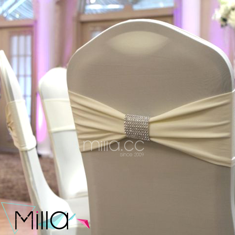 Chair Bow Tie With Mesh Rhinestone Buckle Elastic Spandex Chair Band