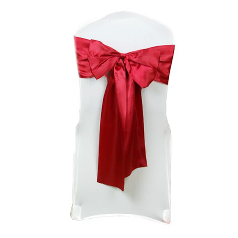 burgundy satin chair sash for wedding