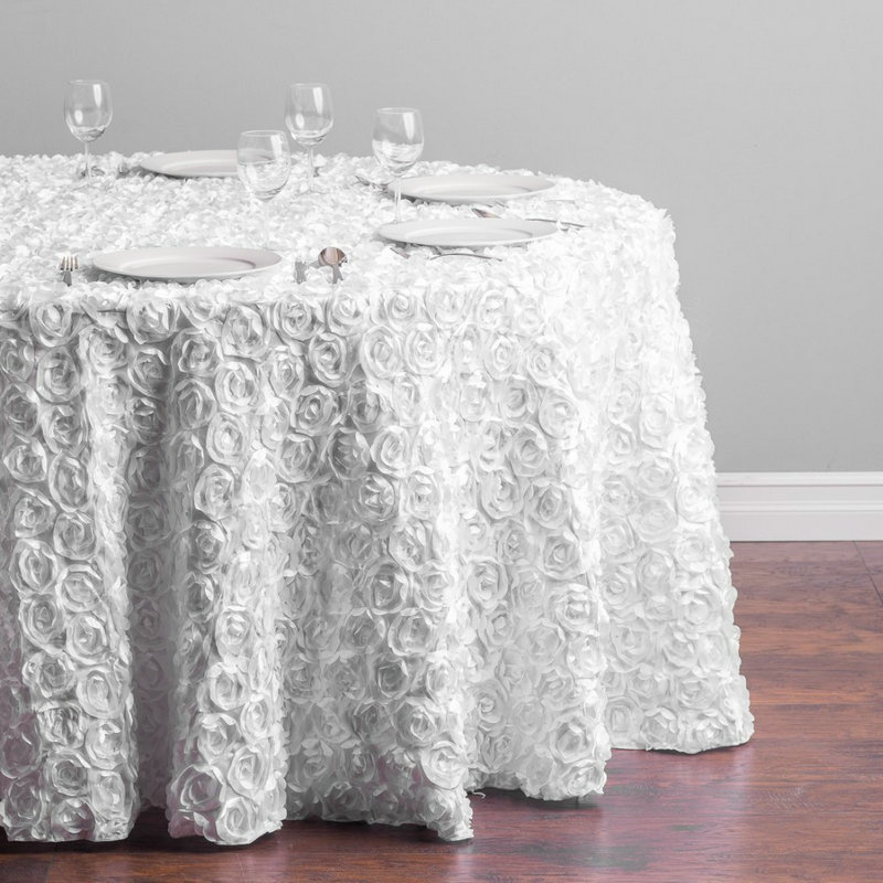 120inch Round Tablecloth Satin Rosette Embroidery Table Cloth