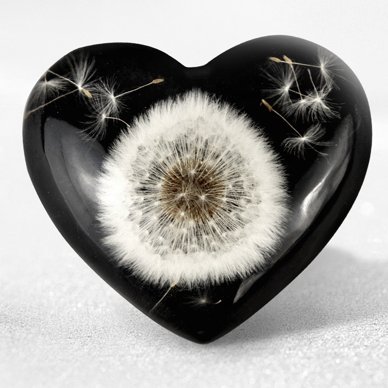 clear resin natural real dandelion heart shape decor Anniversary Valentine Christmas business corporate gifts for guest partner