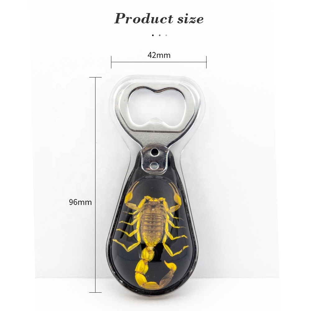 real scorpion insects in resin scary unique special alloy beer soda cocktail metal cap custom logo bottle opener