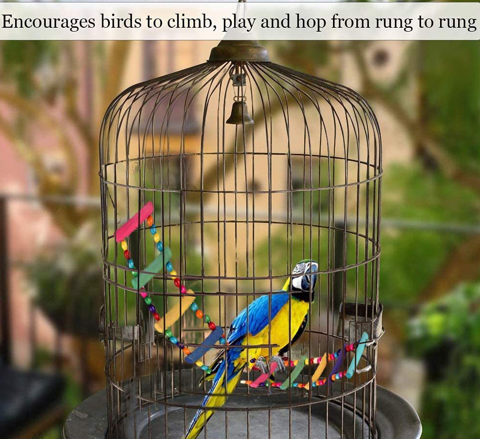 Wholesale Natural Wood Bird Nest Swing Chairs Parrot Toys Stand Perch With Bells Bird Toys Hanging For Cage