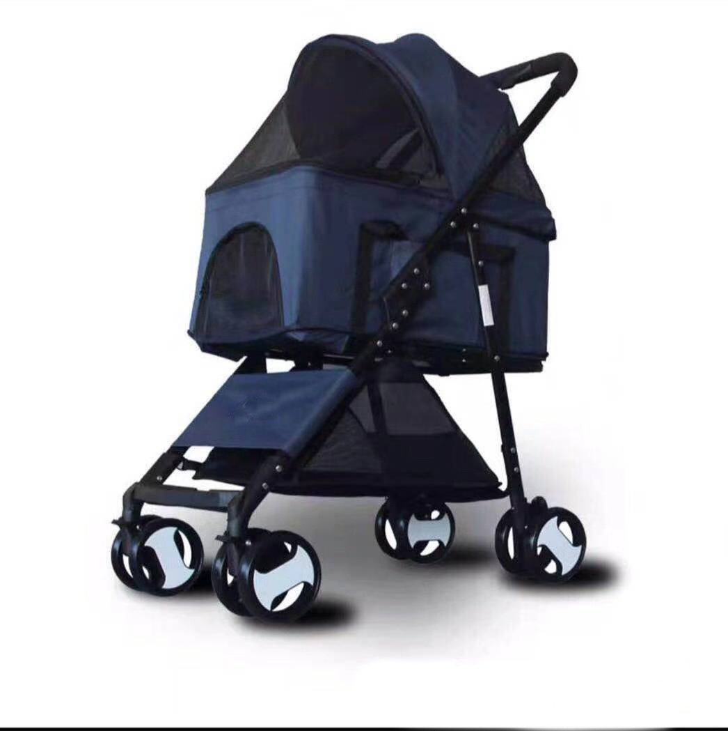 4-wheels Cat Stroller Pet Carrier Strolling Cart Foldable Dog Stroller With Removable Liner