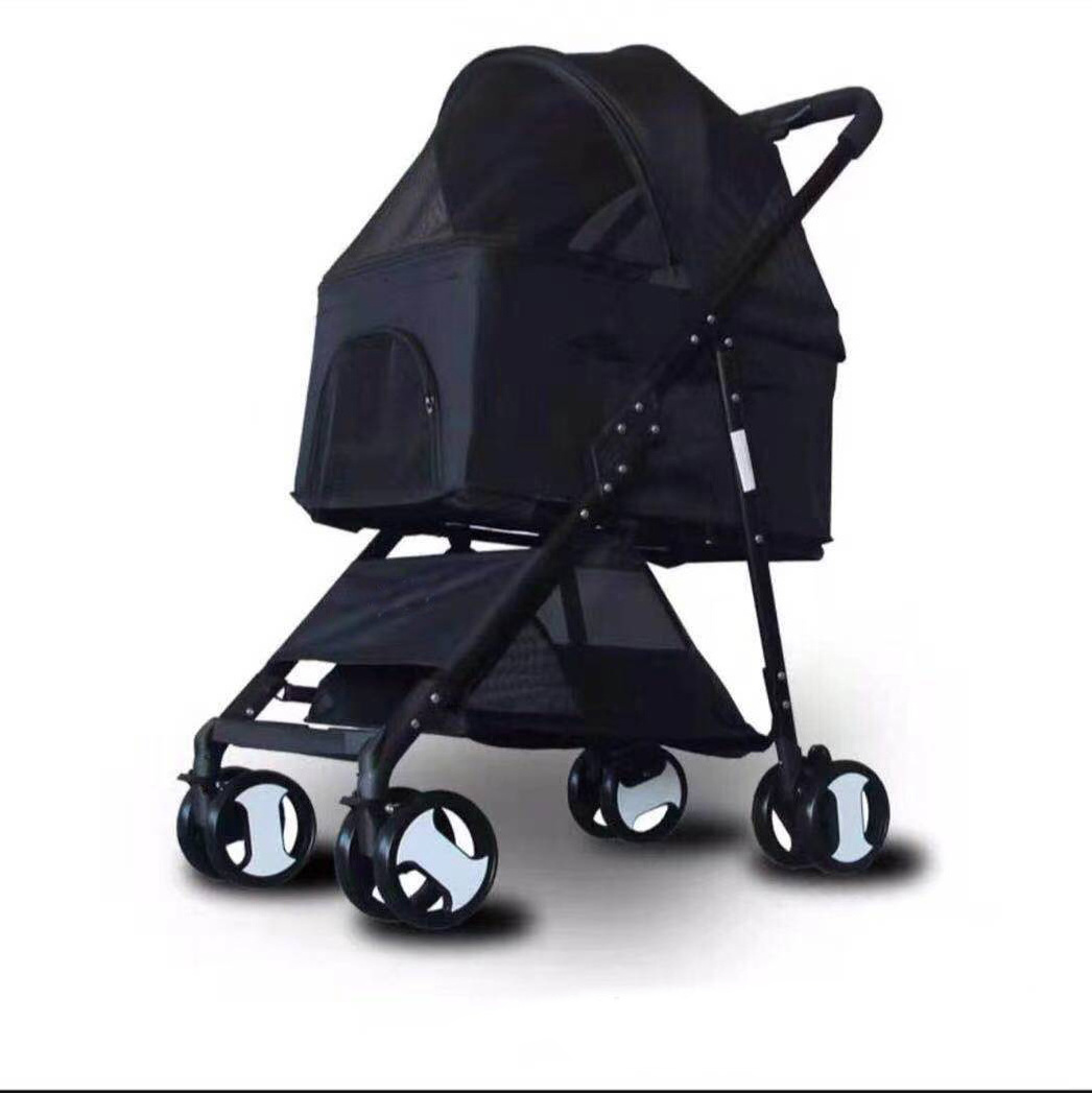 4-wheels Cat Stroller Pet Carrier Strolling Cart Foldable Dog Stroller With Removable Liner