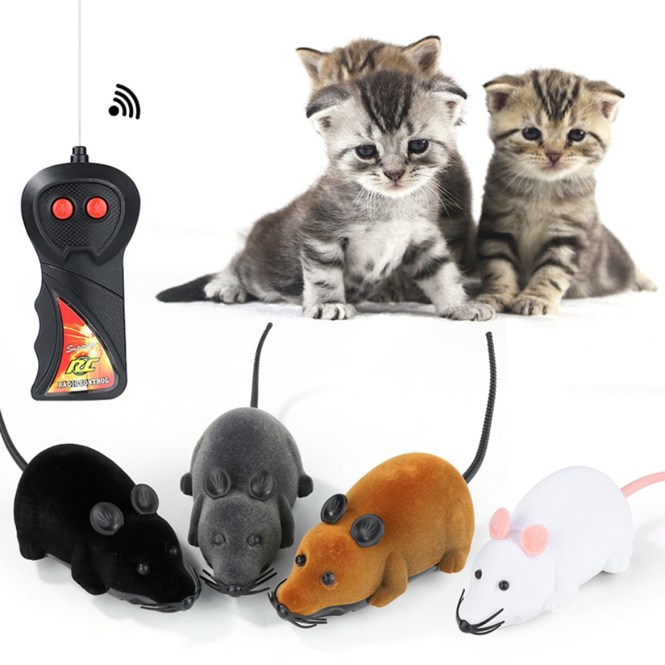 Wholesale Electric Remote Control Mouse Flocking Little Mice Interactive Cat Toys