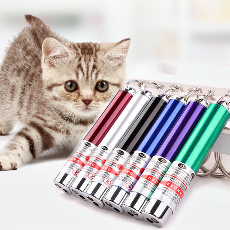 Mini Cat Dog Fun Pointer Red Light Laser Lazer Led Training Torch Pet Toys Pen 2-in-1 Cat Pet Toy Red Laser Light Led Pointer