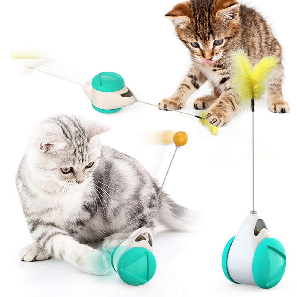 Interactive Cat Toy Balance Auto Swing Back Cat Chase Exercise Toy Catnip Ball Battery Free Stress Release Cat Toy