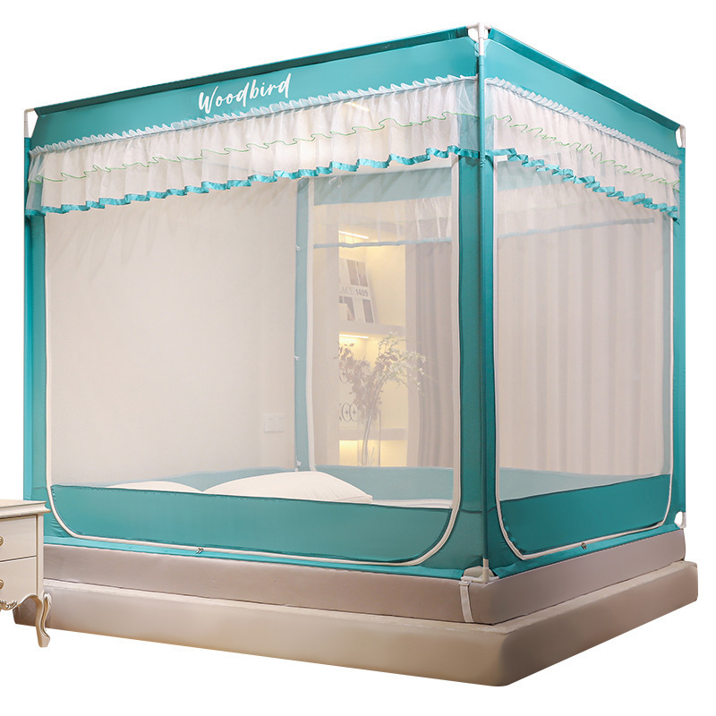 Sitting bed, three door mosquito net, high encryption, household bedroom, baby child anti fall zipper, yurt