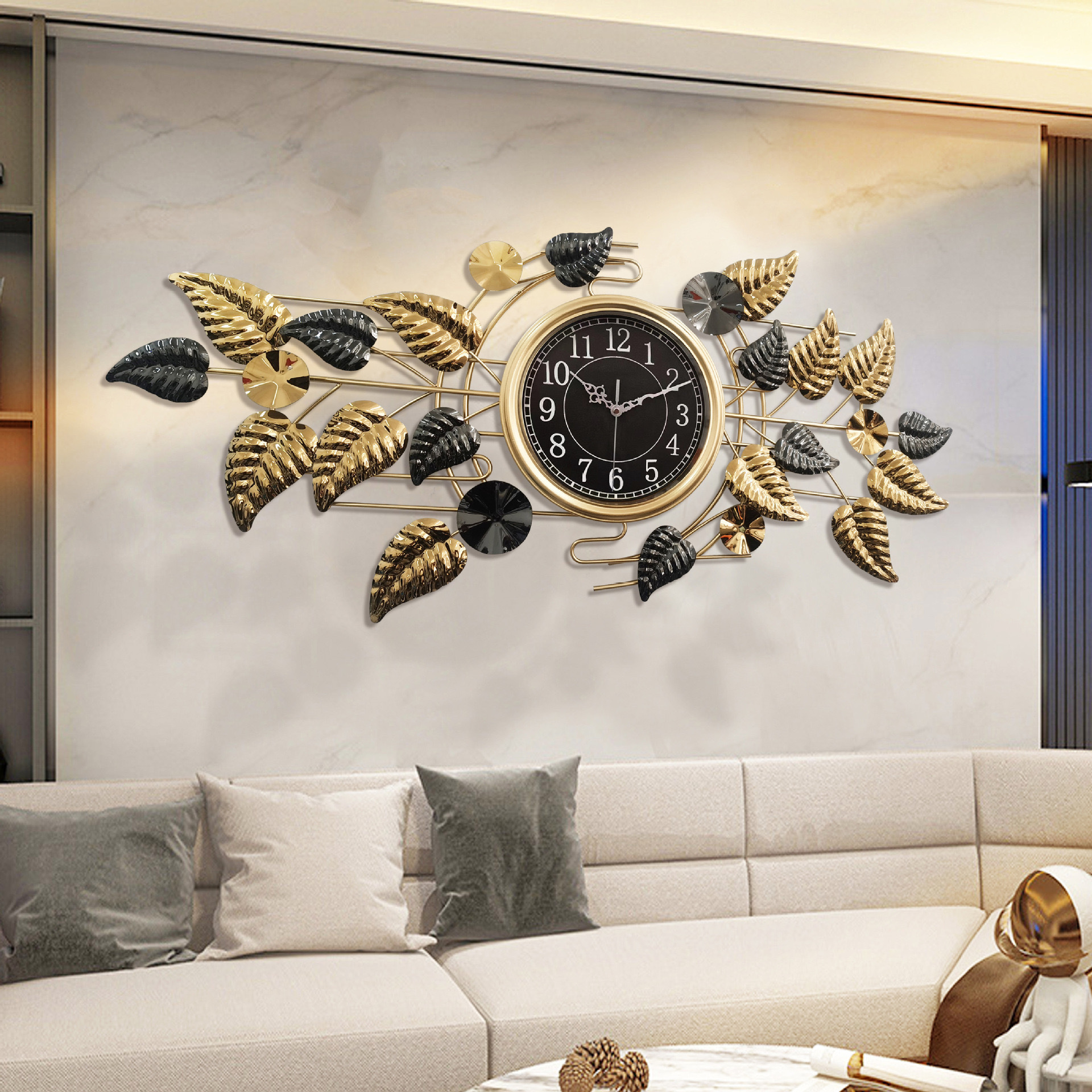 Large Wall Clock Decorative Metal Century Wall Clocks Gold Modern Handmade Home Art Decor for Living Room,Bedroom,Dining Room