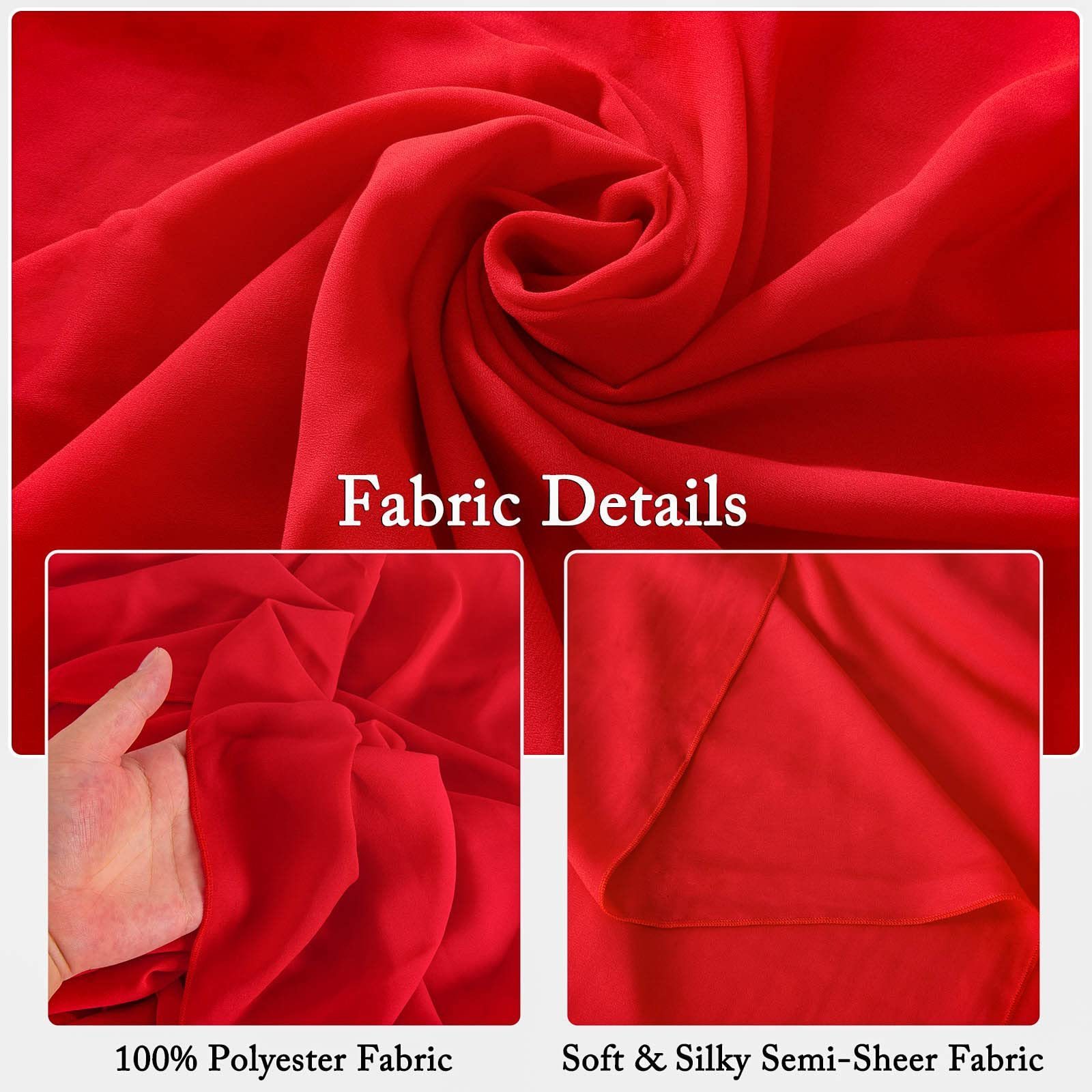 ShinyBeauty Red Semi Sheer Chiffon Curtains Decoration Backdrop for Baby Shower Birthday Party Chiffon Fabric Wedding Arch