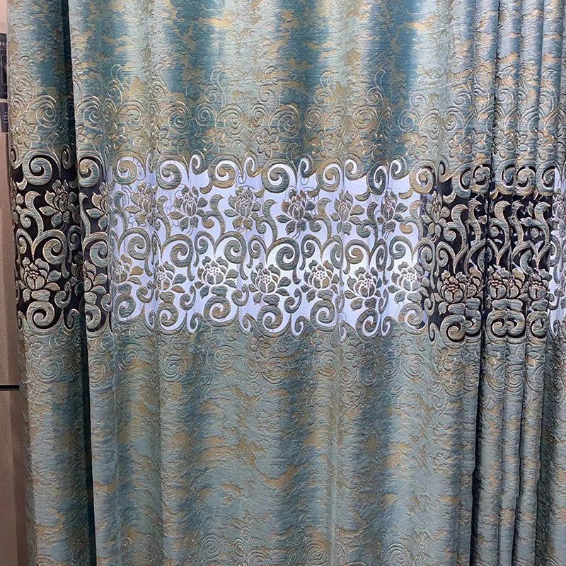 European Style Luxury Embroidered Chenille Curtain for Living Room,Grommet Curtain-Coffee Room Many New Colors