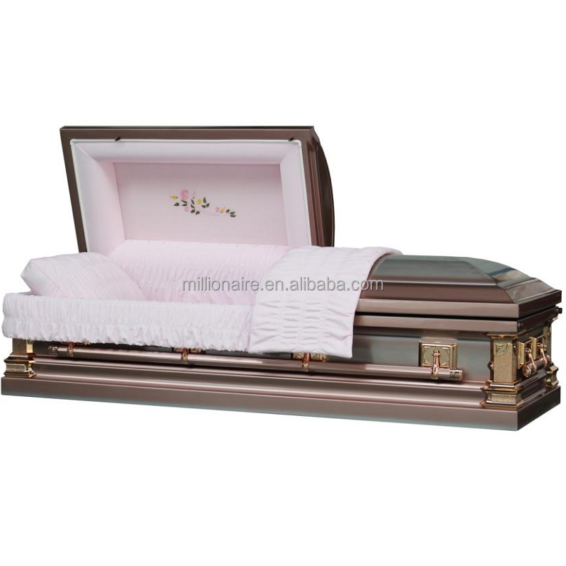 Brush Natural/Coppertone shade Bronze Finish Beige Velvet Interior metal Stainless Steel casket