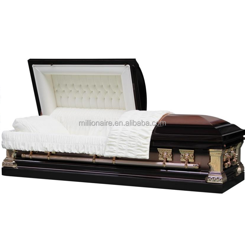 Brush Natural/Coppertone shade Bronze Finish Beige Velvet Interior metal Stainless Steel casket