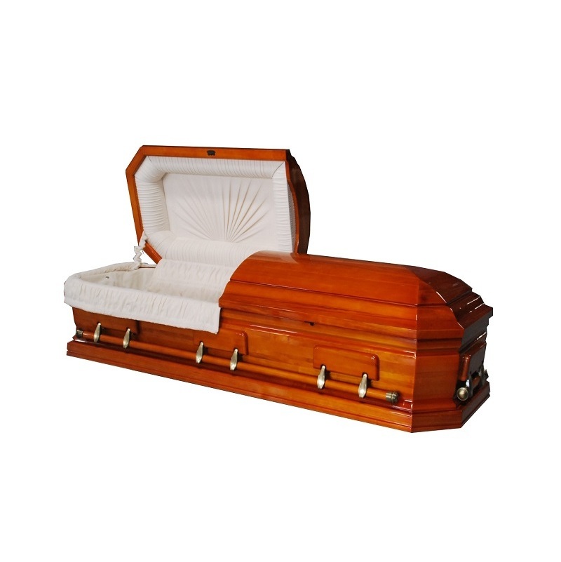 Funeral products from china solid cherry funeral bier normal size mahogany casket and noble craft