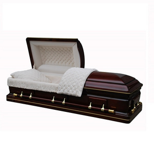 Funeral products from china solid cherry funeral bier normal size mahogany casket and noble craft