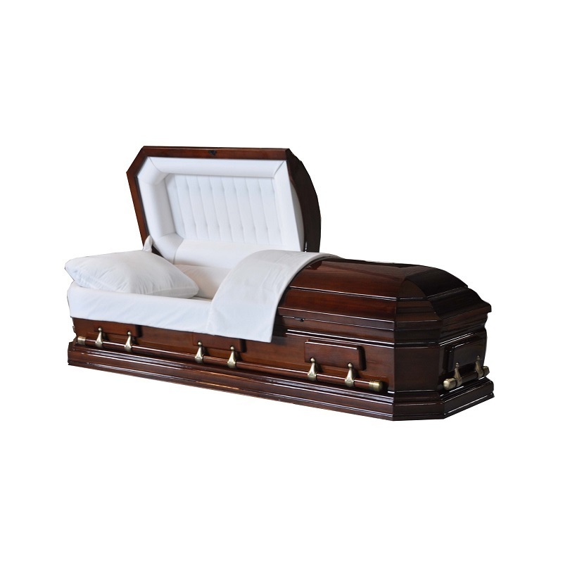 Funeral products from china solid cherry funeral bier normal size mahogany casket and noble craft