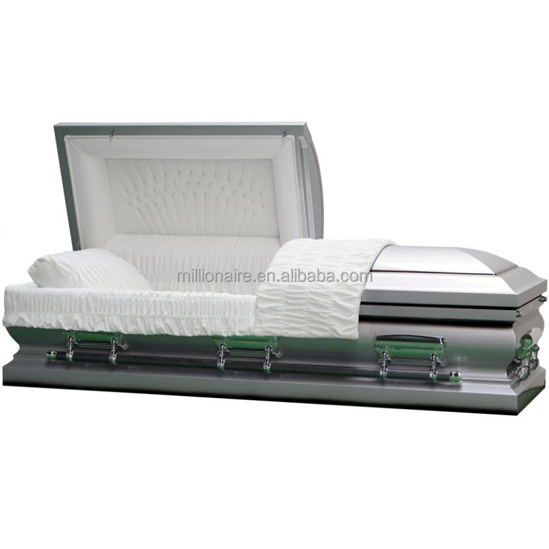 18Ga Steel, Gold Shade Bronze Finish Rosetan Crepe Interior Burial Vaults for Sale Metal Coffins White Caskets