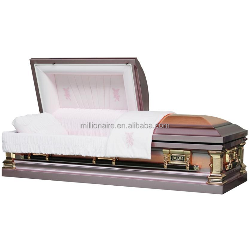 Brush Natural/Coppertone shade Bronze Finish Beige Velvet Interior metal Stainless Steel casket