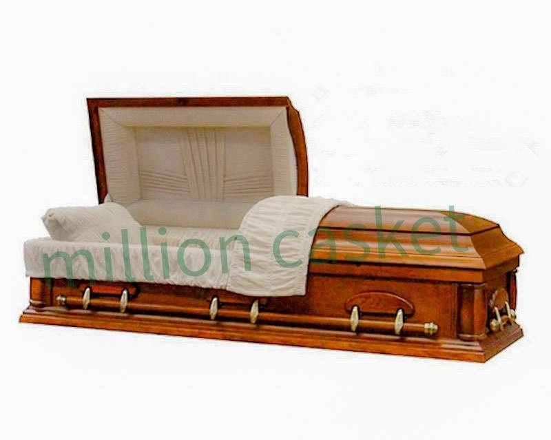 pecan veneer American standard style wooden casket funeral supplies DH-018 million casket USA funeral home hot sale