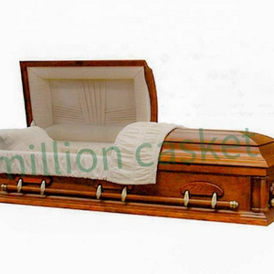 pecan veneer American standard style wooden casket funeral supplies DH-018 million casket USA funeral home hot sale