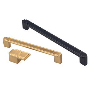 Zinc Alloy Dresser furniture Handles and knob Brushed Gold Drawer Cupboard Kitchen Door Pull 5 inch Cabinet Handles