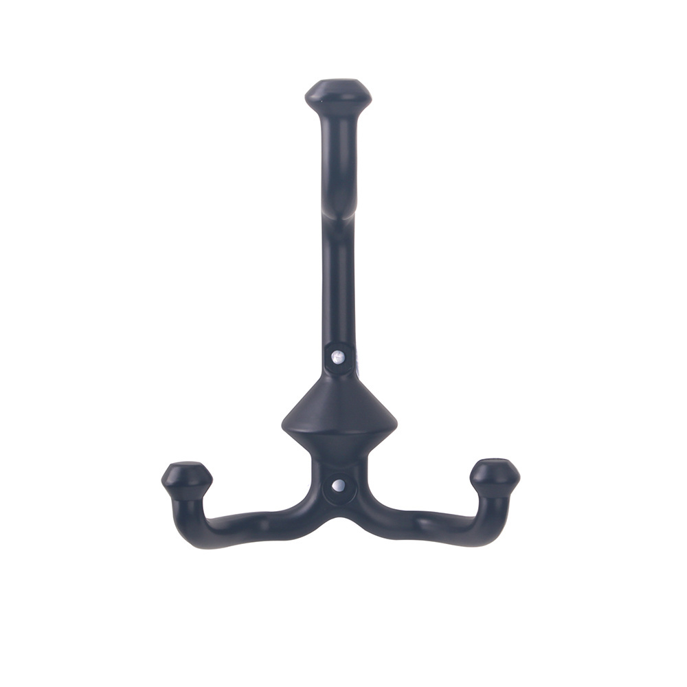 Decorative Row of three classic Zinc wall mounted coat hooks bathroom kitchen hook metal wall hook matte black