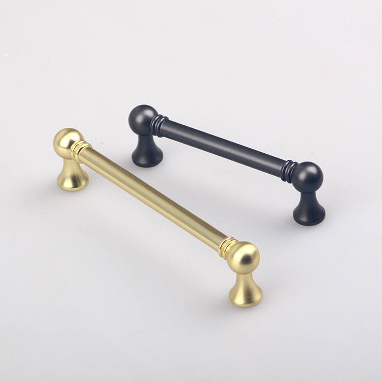 china wholesale Zamak alloy gold handle drawer pull black cabinet cabinet knobs and handles for kitchen cabinet modern