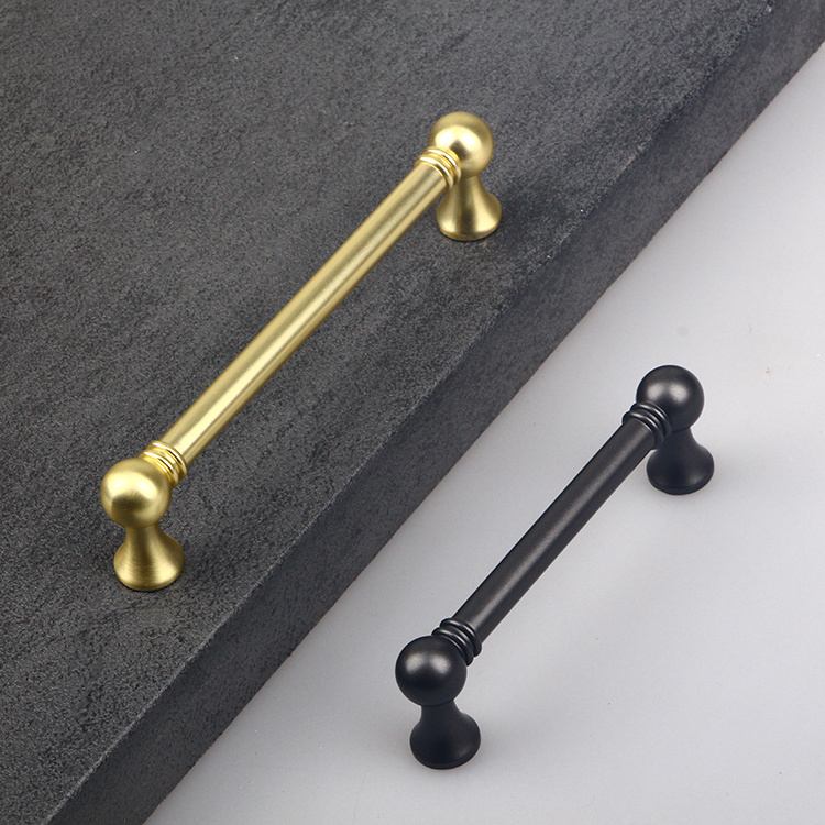 china wholesale Zamak alloy gold handle drawer pull black cabinet cabinet knobs and handles for kitchen cabinet modern