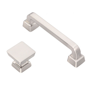 Hot Sale Brushed Nickel square Cabinet Handles Furniture Kitchen Drawer Door Pulls and knob