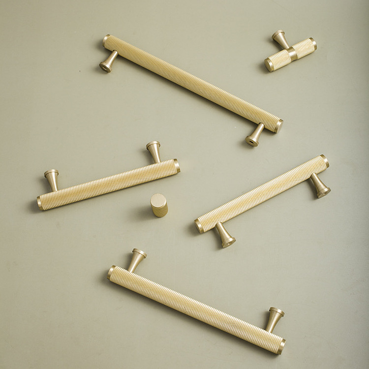 Knurled popular kitchen wardrobe pulls solid brass cabinet handles