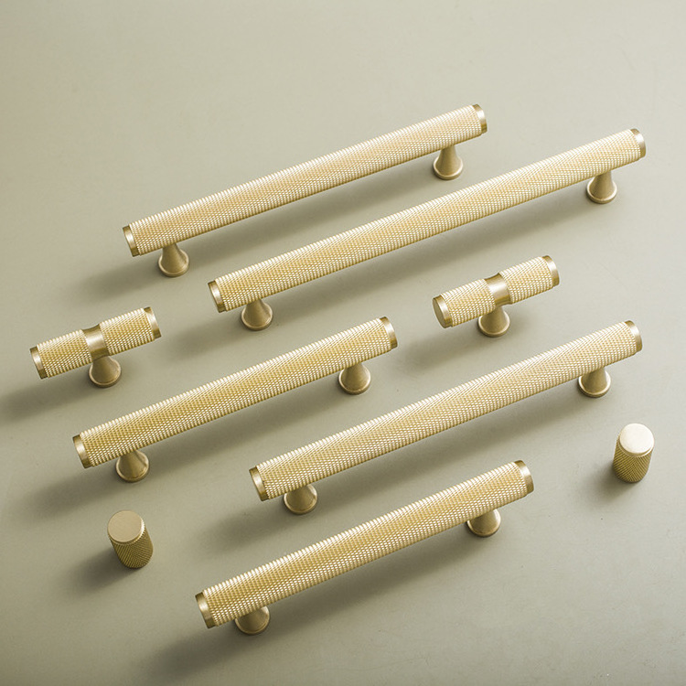 Knurled popular kitchen wardrobe pulls solid brass cabinet handles