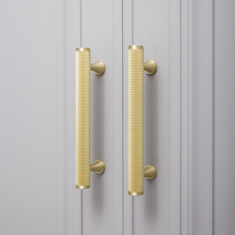 Knurled popular kitchen wardrobe pulls solid brass cabinet handles