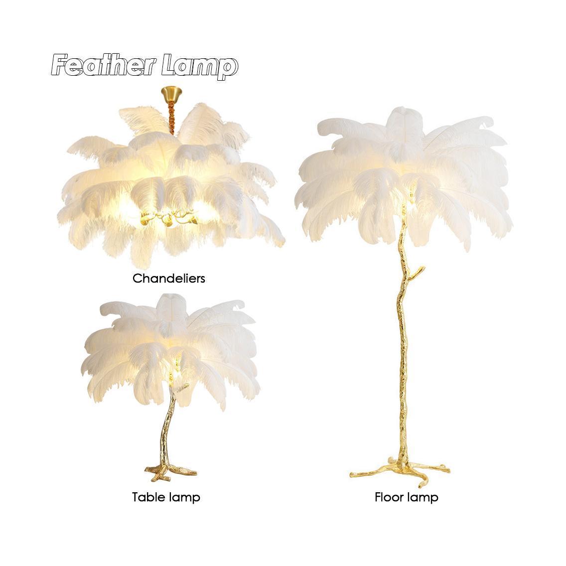 Minimalist Living Room Home Decor Trees Standing   Hotel Bedroom Nordic Modern Gold Luxury Ostrich Led Corner Feather Floor Lamp