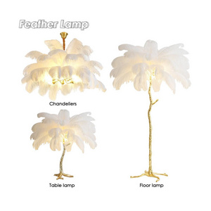 Minimalist Living Room Home Decor Trees Standing   Hotel Bedroom Nordic Modern Gold Luxury Ostrich Led Corner Feather Floor Lamp