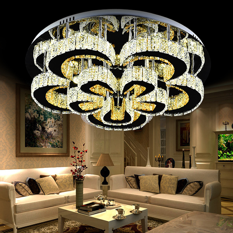 Home Lighting Light Fixtures Round Modern Led Crystal Ceiling Light For Living Room Bedroom Kitchen Staircase Hotel