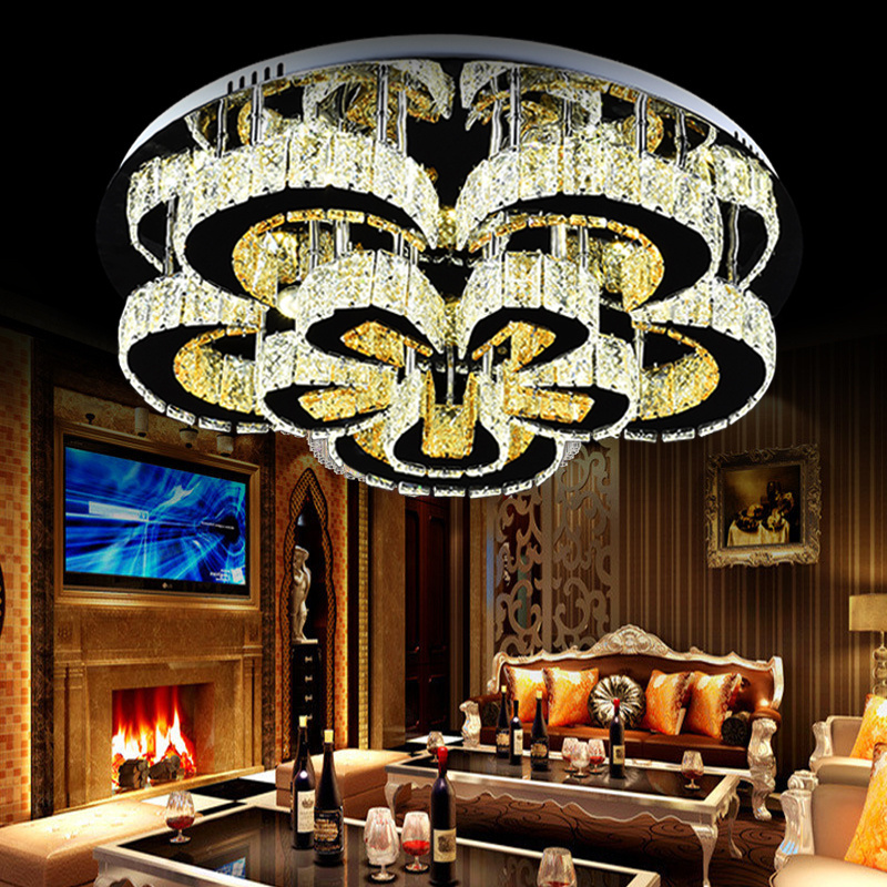 Home Lighting Light Fixtures Round Modern Led Crystal Ceiling Light For Living Room Bedroom Kitchen Staircase Hotel