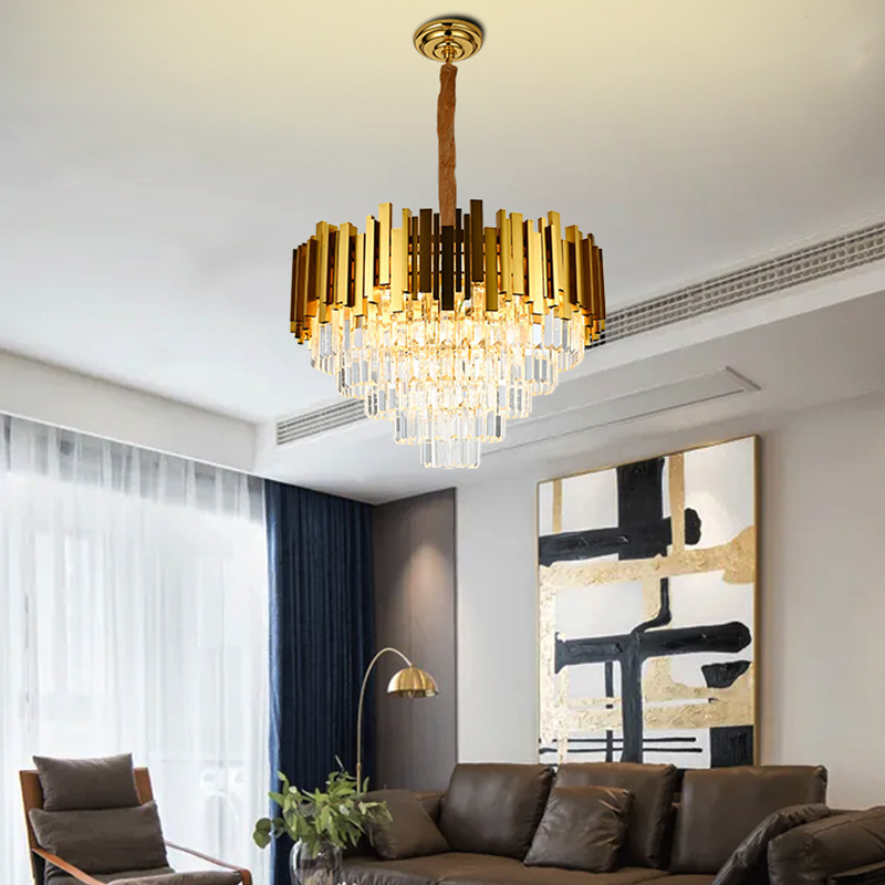 Round Chandelier Flush Mount Crystal Circle Chandelier Lighting For Living Room Dining Room Lobby Bathroom