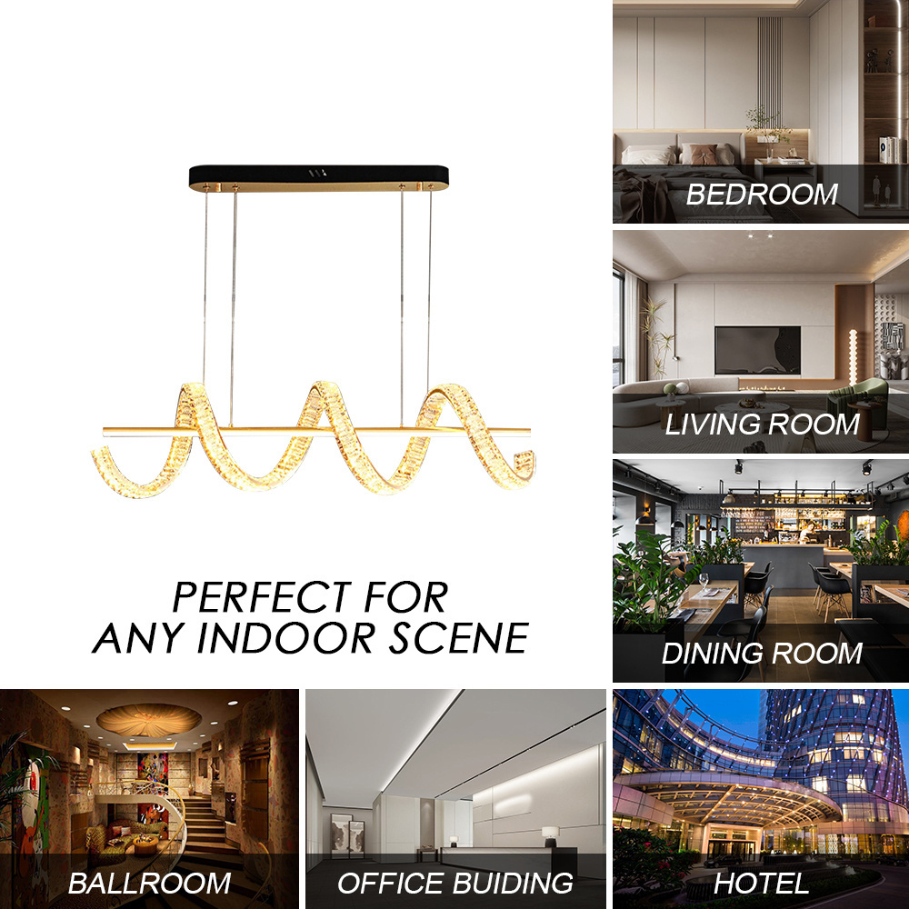 Indoor Hallway Dining Room  Modern Design Luxury Crystal Led Ceiling Chandelier Decoration Pendant Light Fixture For Home