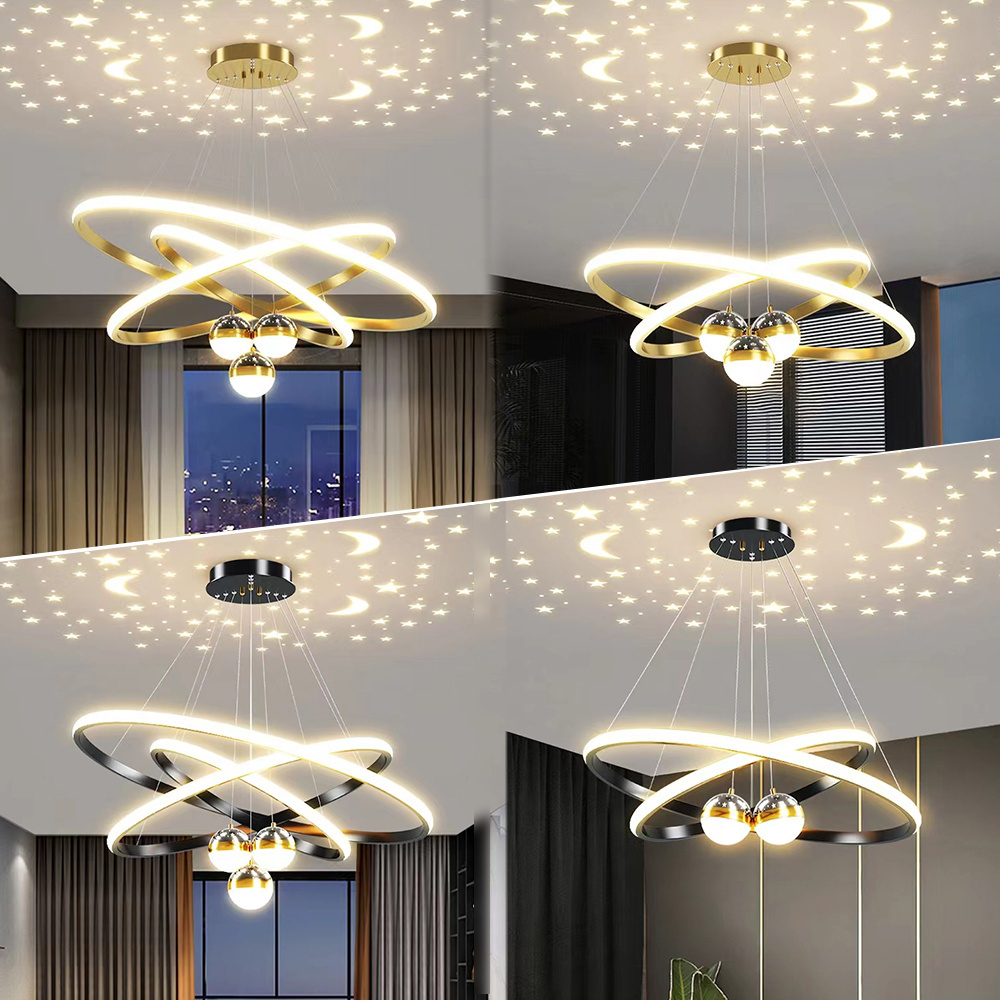 Home Magic Bean Ball Fixtures Living Room Bedroom Acrylic Circle Linea Ceiling Round Modern Led Ring Chandelier Pendant Light