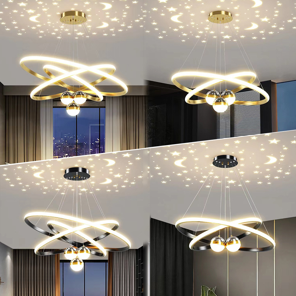 Home Magic Bean Ball Fixtures Living Room Bedroom Acrylic Circle Linea Ceiling Round Modern Led Ring Chandelier Pendant Light