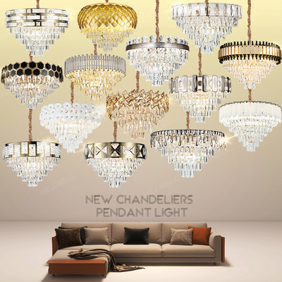 Room Led Lamp Luxury Ceiling Modern Hotel Glass Crystal Vintage Pendant Hanging Lamp Ceiling Fixture Home Decorative Light Gift