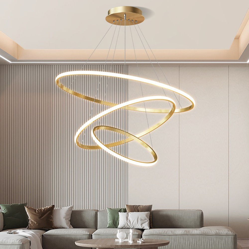 Vintage Retro Chandelier Farmhouse Pendant Light  Acrylic Circle Linea Ceiling Round Modern Led Ring Chandelier Pendant Light