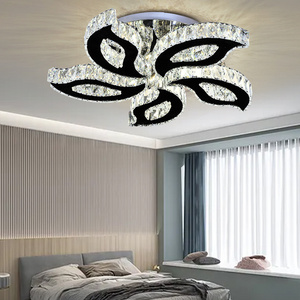 Modern three colors LED fancy crystal flush mount ceiling lights for indoor decoration lamp shades ceiling