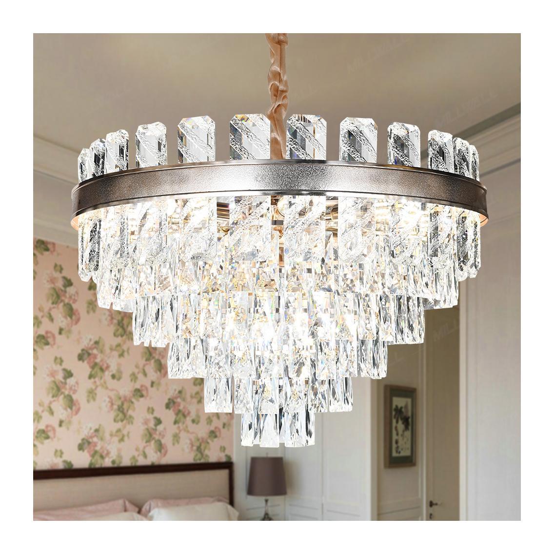 Modern Hotel Glass Crystal Round Commerce Modern Office Indoor Lighting Hanging Ceiling Light Led Chandeliers Pendant Light