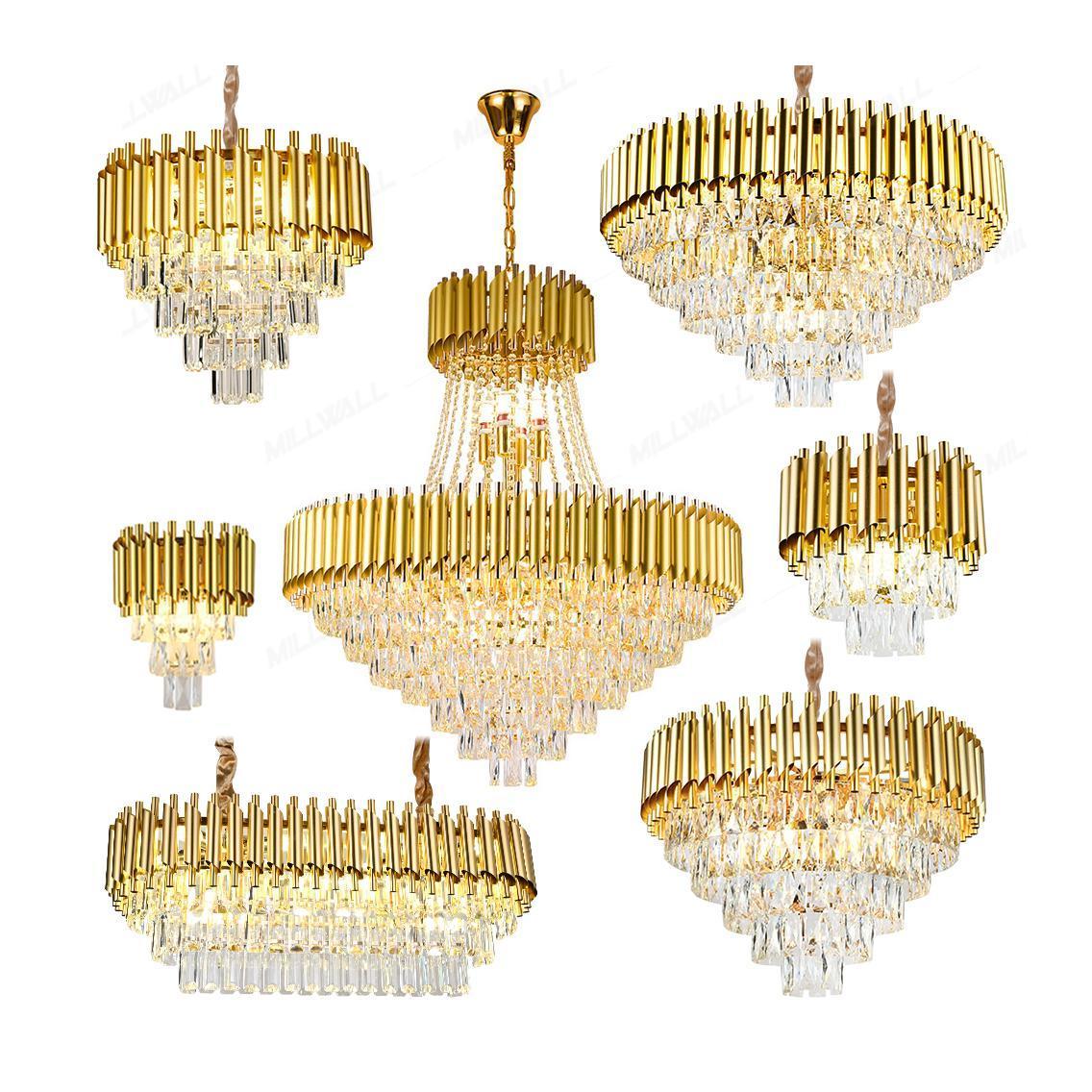 Gold Luxury Hotel Modern Crystal Lamp American Country Retro  Chandelier Restaurant Lighting Woven Birdcage Pendant  Lights