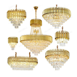 Gold Luxury Hotel Modern Crystal Lamp American Country Retro  Chandelier Restaurant Lighting Woven Birdcage Pendant  Lights