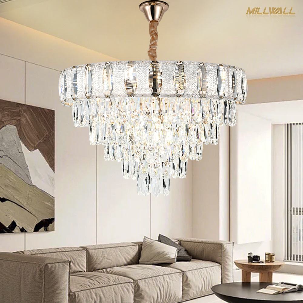 Hotel Glass Crystal Modern Chandelier Matte Black  Light Fixture Vintage Light Pendant Lighting For Living Dining Room Kitchen